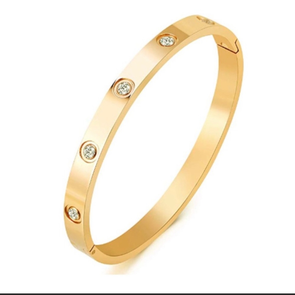 Gold plated steal stone bracelet